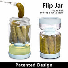 Load image into Gallery viewer, WhiteRhino Glass Pickle Jar with Strainer Flip,34oz/1000ml Olive Hourglass Container,Upside Down Pickle Storage Holder for Jalapenos,Leakproof Airtight Lids and Refrigerator Dishwasher Safe(Clear)
