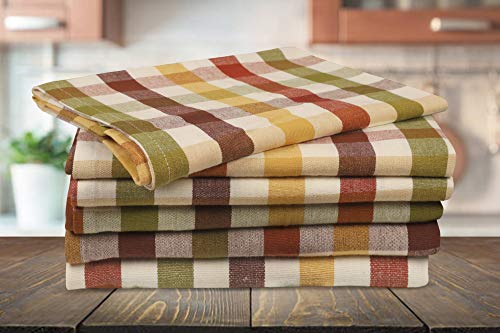Urban Villa Kitchen Towels Beige Multi Color Dobby Stripe 100