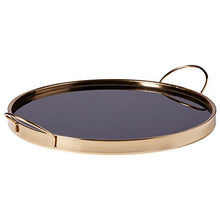 Load image into Gallery viewer, Rivet Contemporary Decorative Round Metal Serving Tray - 17.5 Inch, Black and Gold

