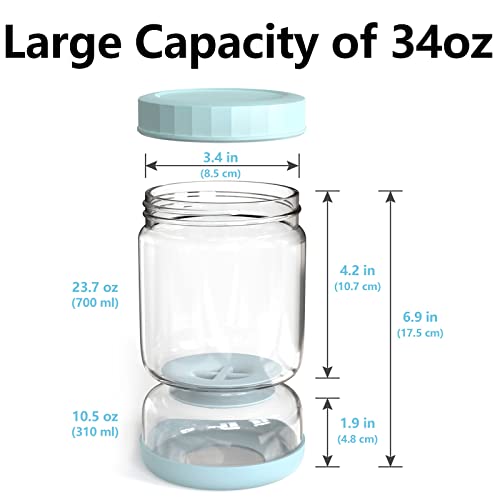 WhiteRhino Glass Pickle Jar with Strainer Flip,34oz/1000ml Olive