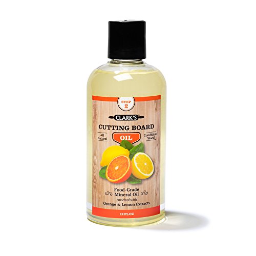 Cutting Board Oil (12oz) by CLARK'S | Enriched with Lemon & Orange Oils | Food Grade Mineral Oil |Butcher Block Oil & Conditioner