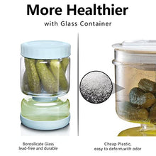 Load image into Gallery viewer, WhiteRhino Glass Pickle Jar with Strainer Flip,34oz/1000ml Olive Hourglass Container,Upside Down Pickle Storage Holder for Jalapenos,Leakproof Airtight Lids and Refrigerator Dishwasher Safe(Clear)
