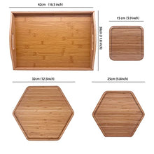 Load image into Gallery viewer, Bamboo Serving Trays Bread Plates Cheese Board/Charcuterie Platter 16.8&quot;x12&quot; Includes Two Hexagon One Square
