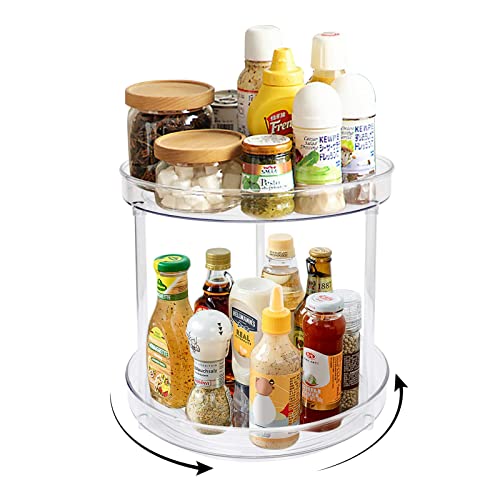 Homelove Turntable Lazy Susans Rack, 2-Tier Spice Spice Organizer Storage Rack Rotating for Kitchen Cabinet, Countertop, Bathroom, Makeup, Pantry