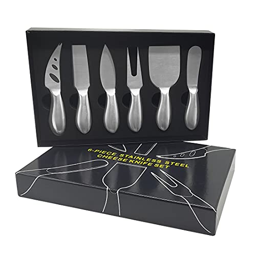 Cheese Knife Set-6 PC Stainless Steel Cheese with Cheese Slicer Cutter Spreader, Fork, charcuterie Board Accessories