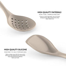 Load image into Gallery viewer, Silicone Cooking Utensils - Kitchen Utensil Set,Slotted/Solid Spoon,Turner,Spatula,Pasta Server,Deep Soup Ladle,Wooden Handles Kitchen Gadgets Tools Set,Non-Stick Cookware Friendly (Khaki)
