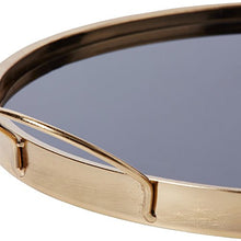Load image into Gallery viewer, Rivet Contemporary Decorative Round Metal Serving Tray - 17.5 Inch, Black and Gold
