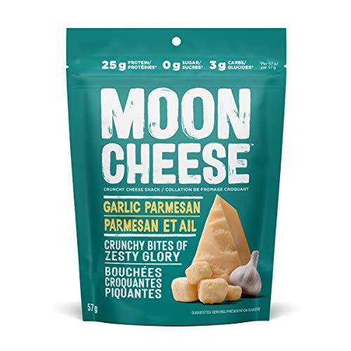 Moon Cheese Garlickin' Parmesan, 100% Parmesan Cheese, Low-Carb 2 Oz, Keto-Friendly, High Protein Snack Alternative to Protein Bars, Cookies, and Shakes, 57 Gram