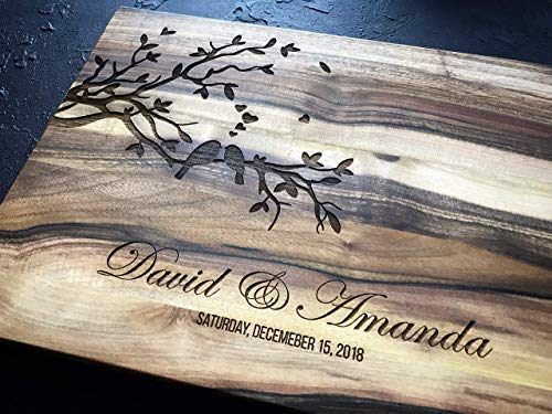 Personalized Engraved Cutting Board- Wedding Gift, Anniversary Gifts, Birds Brunch Housewarming Gift, Christmas Gift, Corporate Gift, Award, Promotion Lovebirds