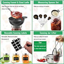 Load image into Gallery viewer, Canning Supplies, Canning Kit, Stainless Steel Canning Set for Canning Pot, Canning Tools - Ladle, Measuring Spoon,Tongs, Funnel, Jar Lifter, Bubble Popper, Lid Lifter, Jar Wrench, Labels - Black
