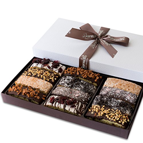 Barnetts Mothers Day Biscotti Gift Baskets, 12 Cookie Chocolates Box, Chocolate Covered Cookies Holiday Gifts, Gourmet Prime Candy Basket Delivery, Edible Food Ideas From Son For Mom Wife Sister Women