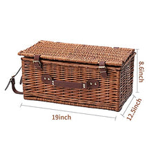 Load image into Gallery viewer, Picnic Baskets for 4 People - Retro Classic Willow Hamper Set with Waterproof Blanket for Camping &amp;Outdoor Party
