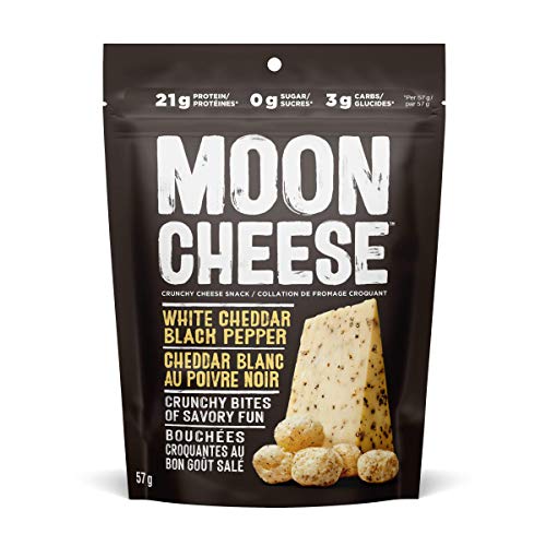 Moon Cheese White Chedda Black Peppa, 100% Cheddar Cheese, Low-Carb 10 Oz, Keto-Friendly, High Protein Snack Alternative to Protein Bars, Cookies, and Shakes, 57 Grams