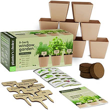 Load image into Gallery viewer, 9 Herb Window Garden - Indoor Organic Herb Growing Kit - Kitchen Windowsill Starter Kit - Easily Grow 9 Herbs Plants from Seeds with Comprehensive Guide - Unique Gardening Gifts for Women &amp; Men (9 Herb Window Garden)
