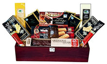 Load image into Gallery viewer, Gourmet Gift Basket - Charcuterie and Cheese Gift Collection - Artisanal Handcrafted Salami, Chutney, Swiss Cheese (4oz), Cheddar or Jalapeño Cheese (4oz), Olive Oil &amp; Sea Salt Crackers; and Delicious Assortments of Complementary Goodies
