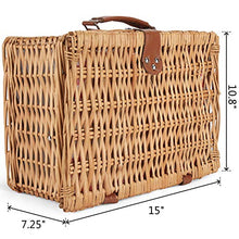 Load image into Gallery viewer, Picnic Basket Set for 2 People, Durable Wicker Picnic Hamper Set
