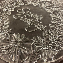 Load image into Gallery viewer, “Season’s Greetings” Holiday glass serving dish
